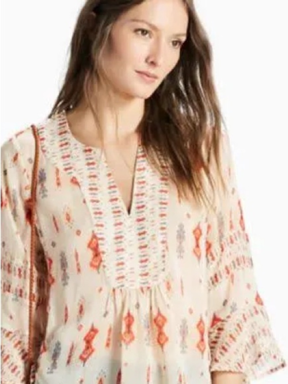 Lucky brand women’s mixed print Boho top blouse L